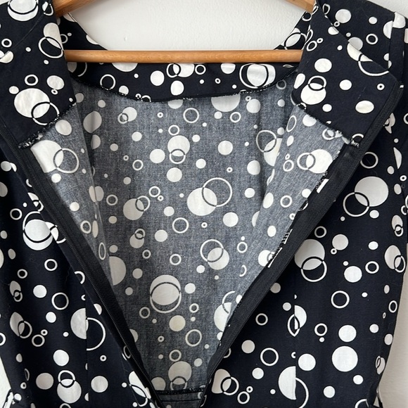 Handmade Vintage Fit and Flare Dress Black and White Circles 4 - Picture 7 of 10